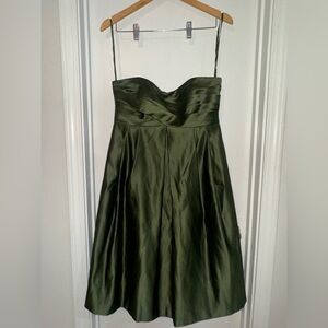 Melissa Sweet Strapless Satin Dress in Deep Green